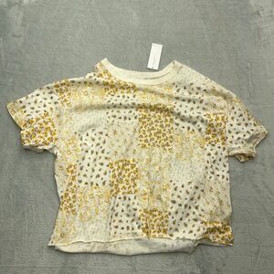 American Eagle NEW Womens Size S White Yellow Floral Paisley Patchwork T Shirt